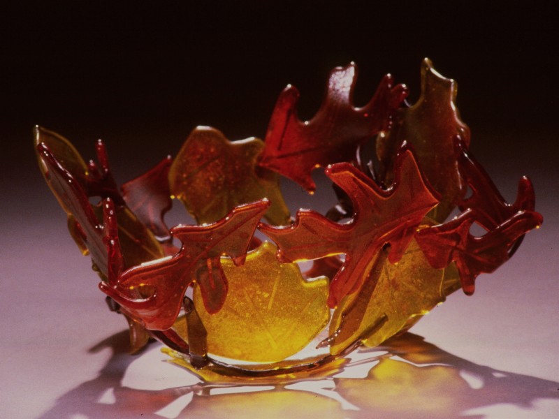 Fall Leaves, fused glass bowl