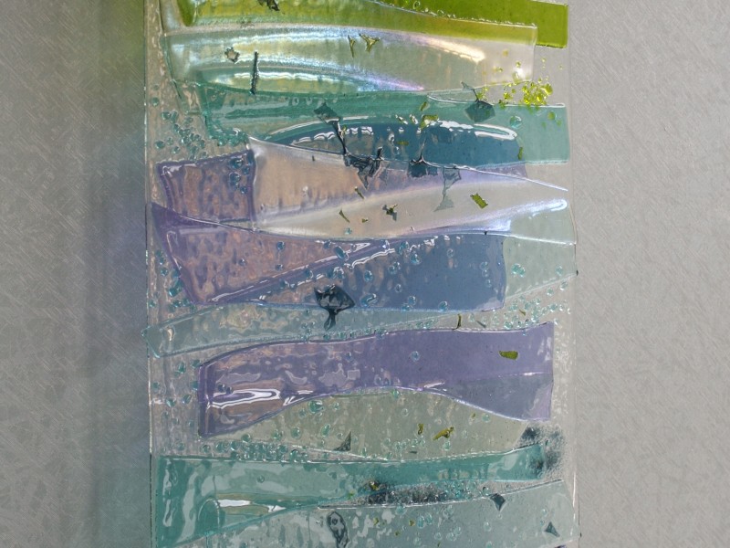 Sunlight on Water Detail,  fused glass, wall sculpture, hotel art