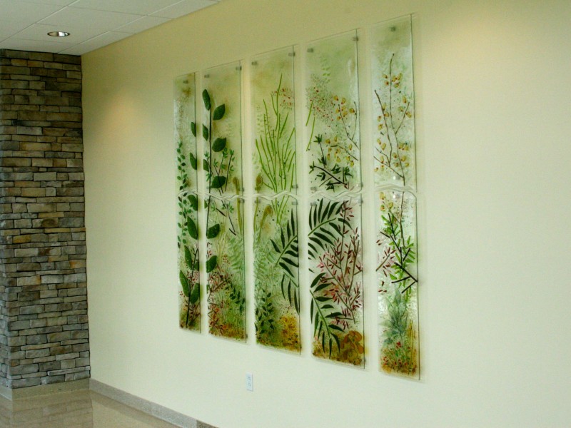 Fern Forest, fused glass, wall sculpture