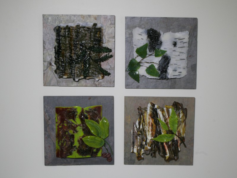 Bark Series, fused glass, wall sculpture, sand cast, 3D elements