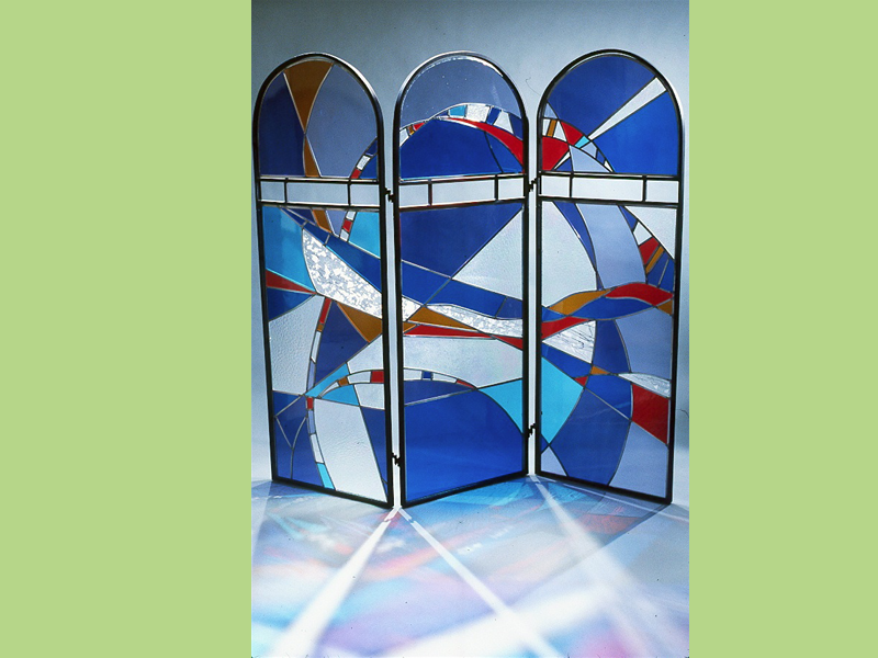 Movements In Color, Stained glass screen, metal and glass screen