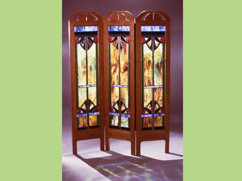 Nouveau Screen, Stained glass screen, Wood and glass screen