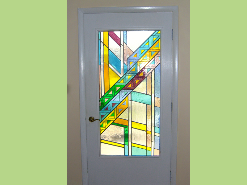 Triangles Residential Door, stained glass, residential art door
