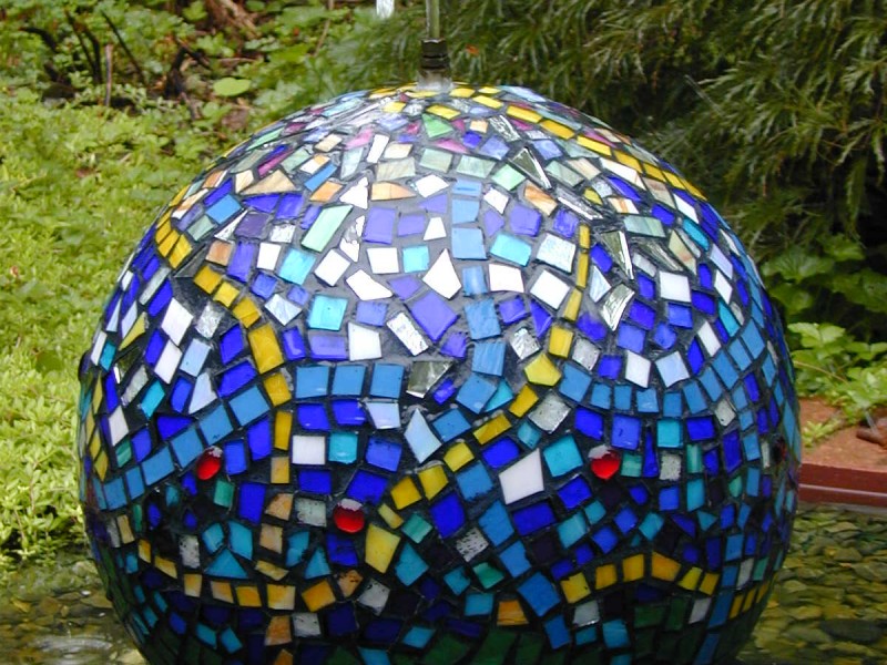 Mosaic Fountain, mosaic tile, fountain, stained glass